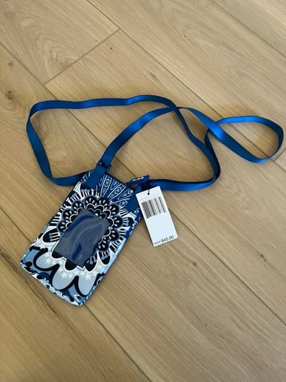 Vera Bradley Blue and White Floral Lanyard Wristlet